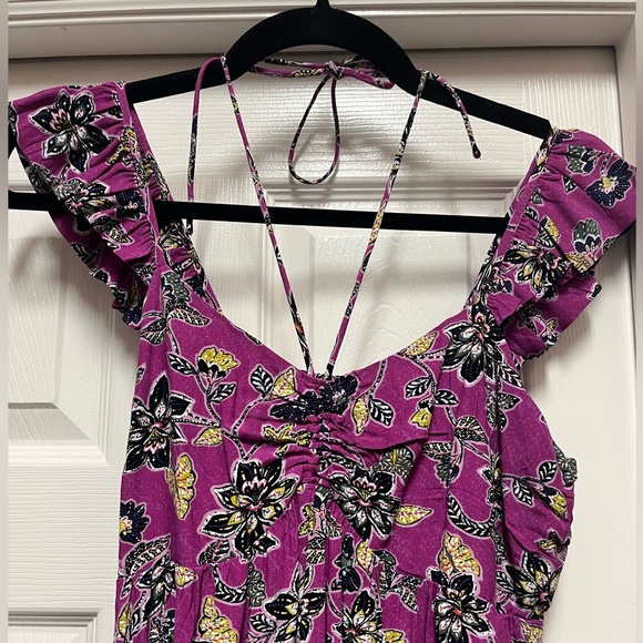 Loft Hibiscus Ruffle Midi Halter Dress Size 0 - Picture 5 of 9